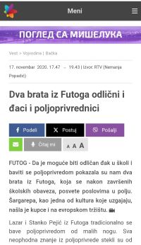 Dva brata iz Futoga - odlični i đaci i poljoprivrednici